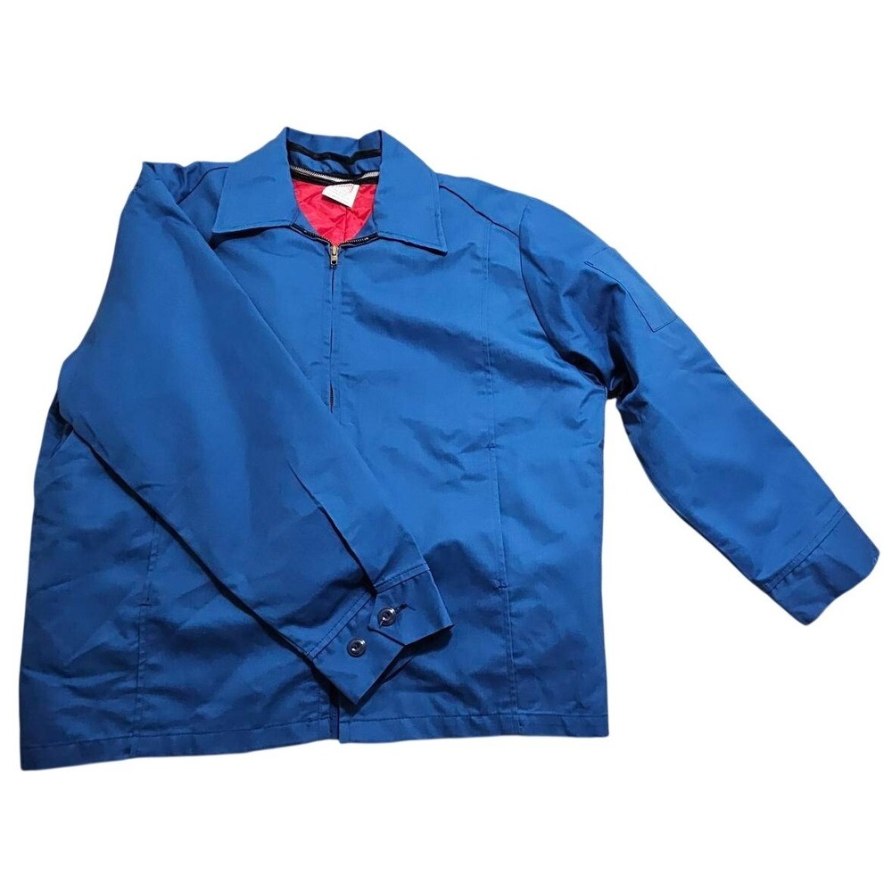 Vintage Unitog USPS Work Jacket Blue Red Quilted Lining Union Made USA 44R Large
